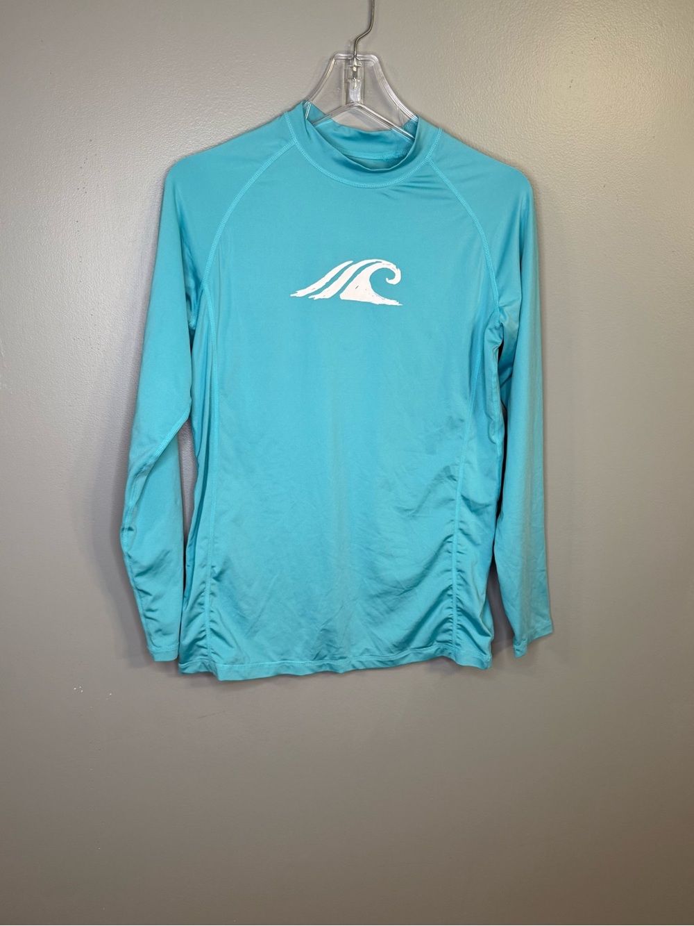 Tesla Gear Women’s Aqua Blue Long Sleeve Rash Guard Swim Shirt UPF Medium